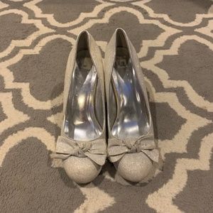 Women's Silver Glitter Heels